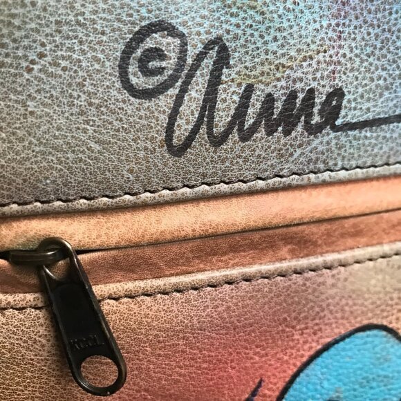 Anna by Anuschka Painted Art Handbag Tote Satchel with Wallet - Picture 10 of 10